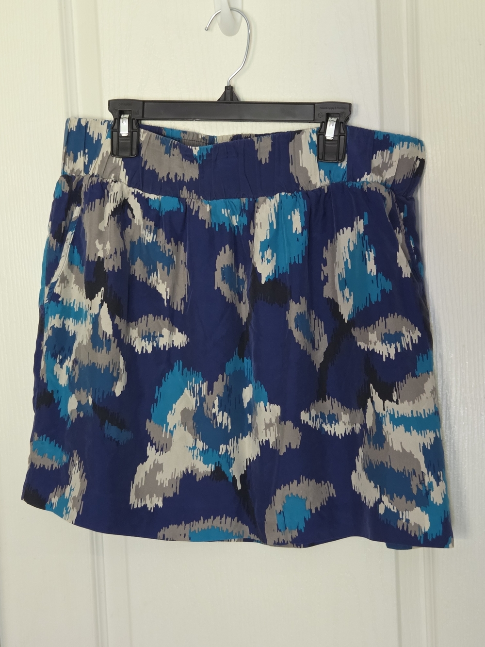 Ann Taylor LOFT Blue Abstract Print Silk Skirt Sz Small